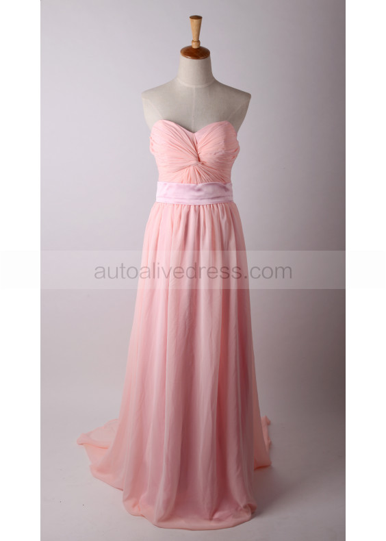 Strapless Chiffon Twist Elegant Bridesmaid Dress